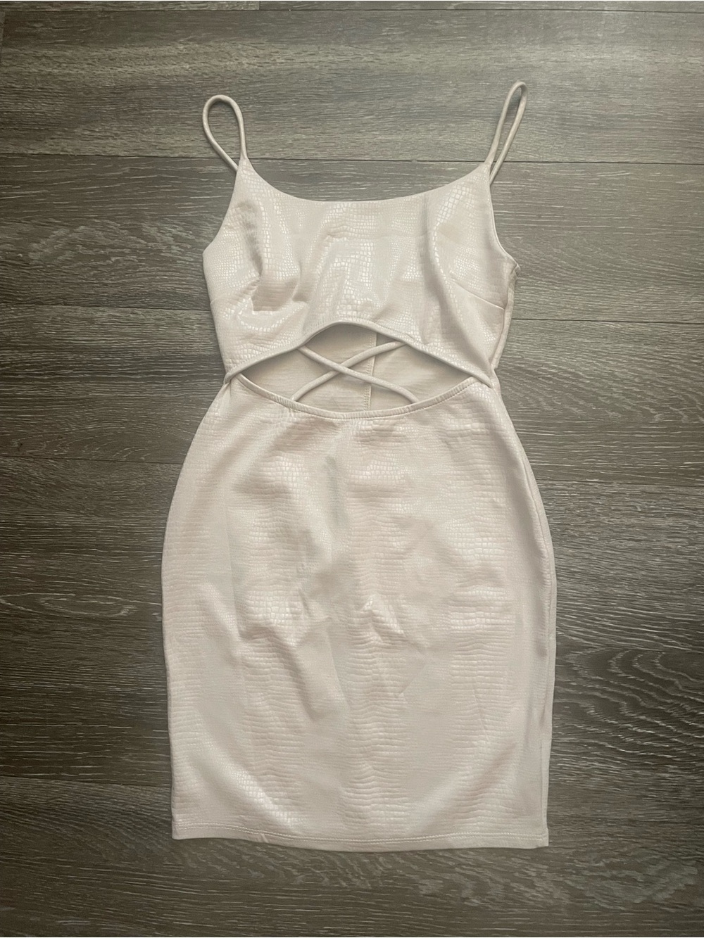 J.O.A. Pale Blush Spaghetti Strap Cutout Mini Dress